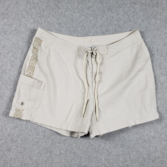 Old Navy Pants - Old Navy Womens Shorts Cargo Khaki Size 6 Beige‎ Floral Embroidered Y2K Vintage